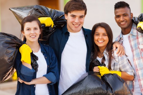 Professional waste clearance team at work