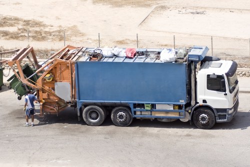 Business waste bins aligned for collection